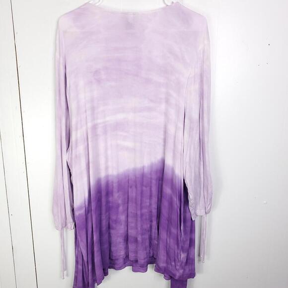 Catherines Top Womens 2X Ombré Colorblock 2 In 1 Combo Layer Cinched Sleeves - Picture 2 of 9